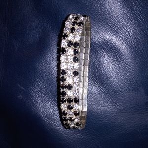 Cubic zirconium and black rhinestone bracelet